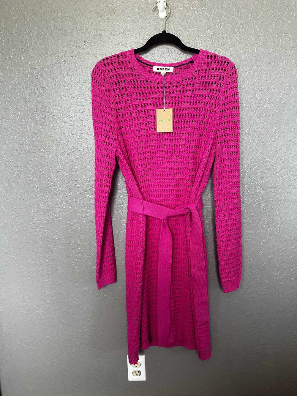 Boden Rose Violet Crochet Knit Dress